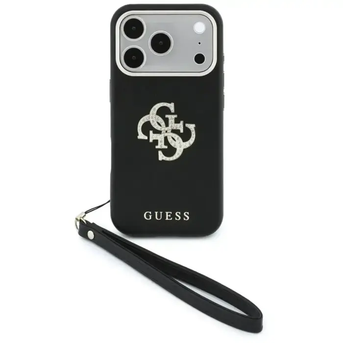 Guess Smooth & Big Strass Logo & Strap case for iPhone 18 Pro Max / 17 Pro Max black
