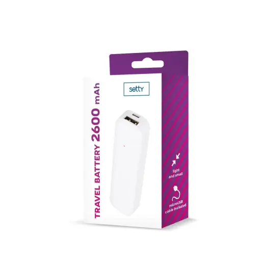 Setty power banka 2600 mAh mini balta Foto 2