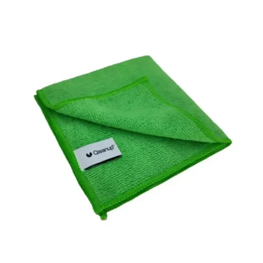 Салфетки из микрофибры 250 гsм, 30x30 см, 10 шт., QLEANUP, зеленый цвет.