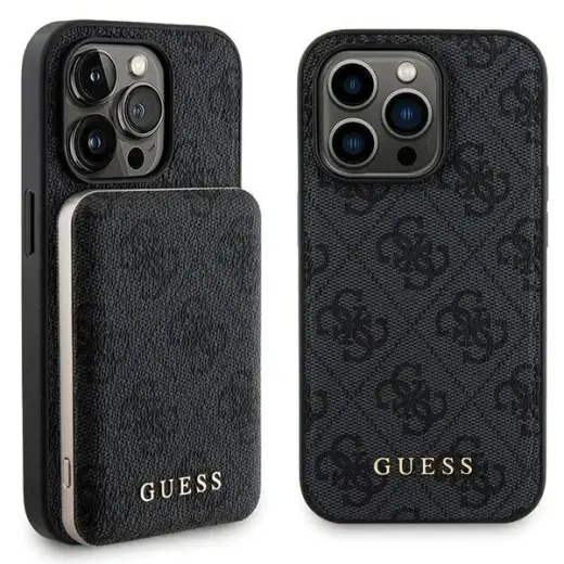 Zestaw Guess GUBPM5P13L4GEMGK iPhone 13 Pro 6.1" hardcase + Powerbank 5000mAh MagSafe czarny|black 4G Metal Logo Фото num