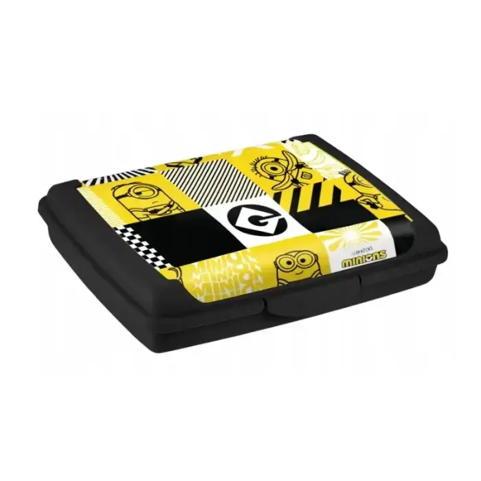 Food storage container deco-click-box mini 0.5L Carla "Minions Mosaic" 17x13x3.5cm black