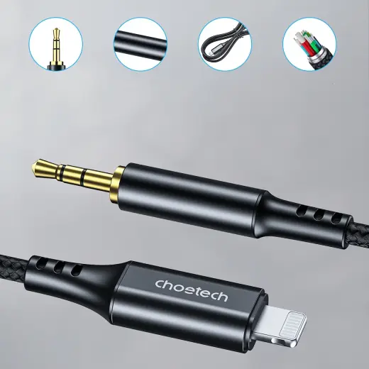 Choetech AUX009 Lighting | mini jack 3.5mm cable 2 m - black Photo