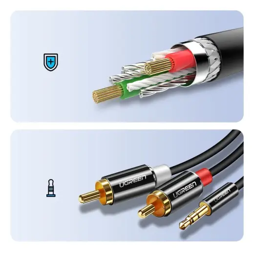 UGREEN AV116 3,5mm Jack to 2RCA (Cinch) Cable 3m (black) Photo