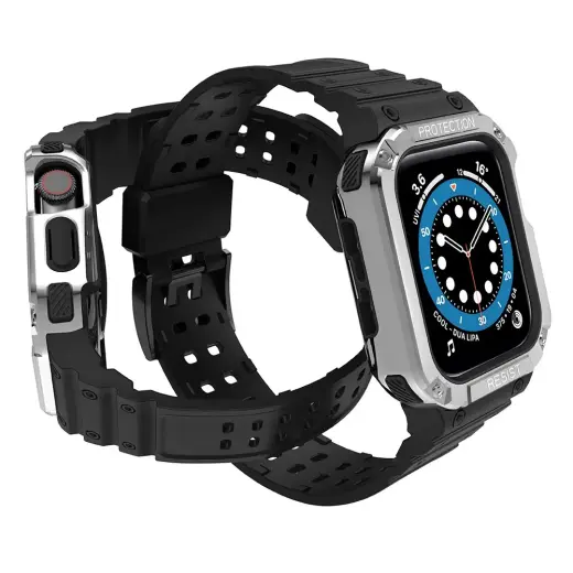 Protect Strap Band Band with Case for Apple Watch 7 | SE (41|40 | 38mm) Case Armored Watch Cover Black Фото num