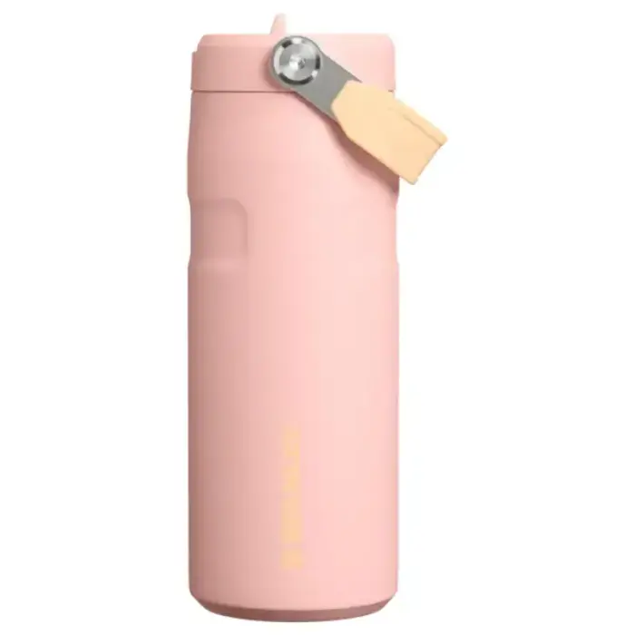 Termopudele ar salmiņu The IceFlow Bottle Flip Straw 2.0 0,47L persiku rozā