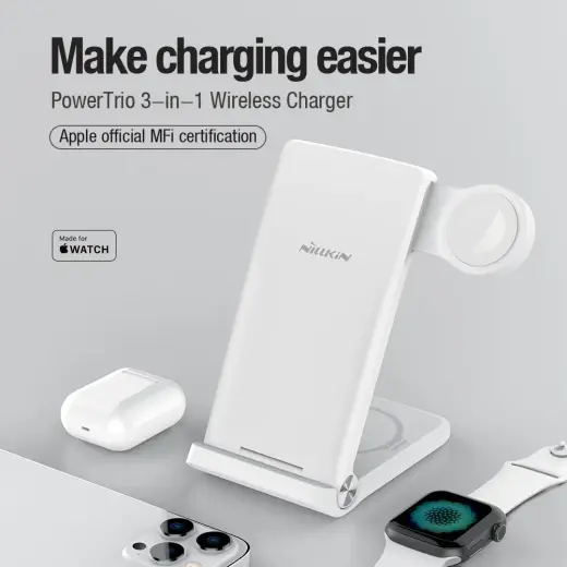 Nillkin PowerTrio 3in1 Wireless Charger for Apple Watch White (MFI) Фото num