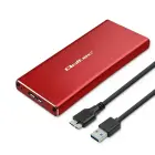 Qoltec Aluminium Enclosure | M.2 SSD drive | SATA | NGFF| USB 3.0 | Super speed 5Gb/s | 2TB | Red Foto 1
