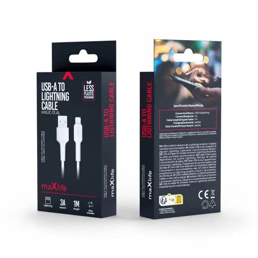 Maxlife MXUC-13 cable USB-A - Lightning 1,0 m 3,0A white Foto 2