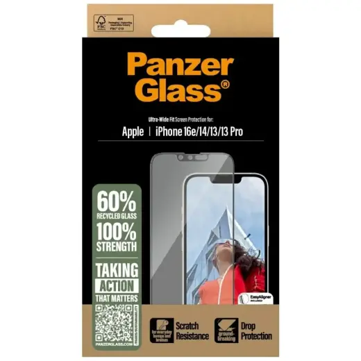 PanzerGlass Ultra-Wide Fit ekrāna aizsargstikls priekš iPhone 16e, 14, 13, 13 Pro Foto 4