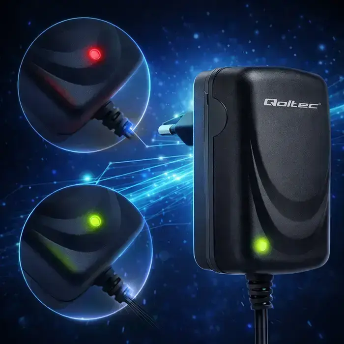 Qoltec Automatic charger for AGM GEL STD batteries | 6V/12V charger | 6W | 5.5x2.1 | 1.8m cable Photo