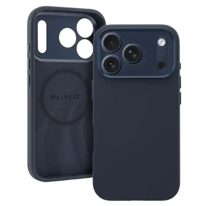 Liavec Silk Shield phone case with MagSafe support for iPhone 17 Pro navy