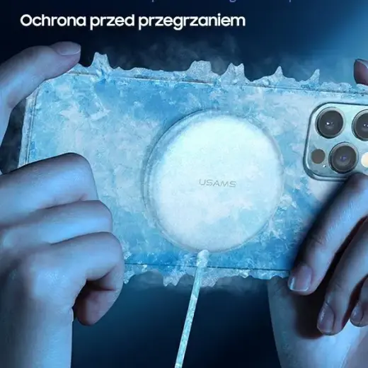 Беспроводное зарядное устройство Usams CD160 W2 MagSafe для телефонов Apple 15W | 3A серебряное Фото num