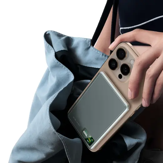 Blavec BJ-03 Slim ārējais akumulators (powerbank) | 10000 mAh | 22.5W | USB-C, MagSafe | LED ekrāns | pelēks Foto 10