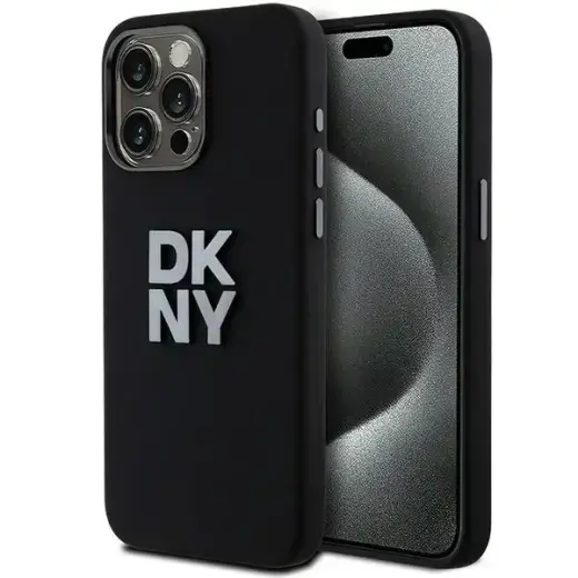 DKNY DKHCP15XSMCBSK Liquid Silicone Metal Logo чехол для телефона iPhone 15 Pro Max чёрный