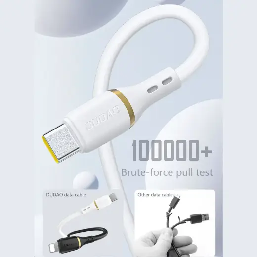 Dudao L25T USB-A - USB-C Silicone Cable 5A 1m - White Фото num