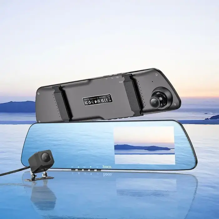 Dash cam for car Hoco for mirror with screen 4,5" 1080P/30fps + rear camera 720P/25fps DV4 black Foto 14