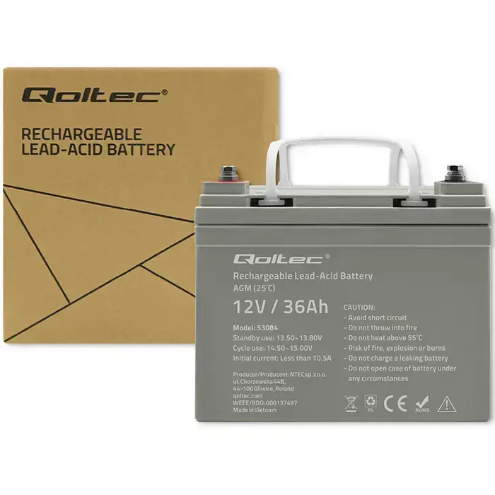 Qoltec  AGM battery | 12V | 36Ah | Maintenance-free | Efficient| LongLife | for UPS, scooter Foto 7