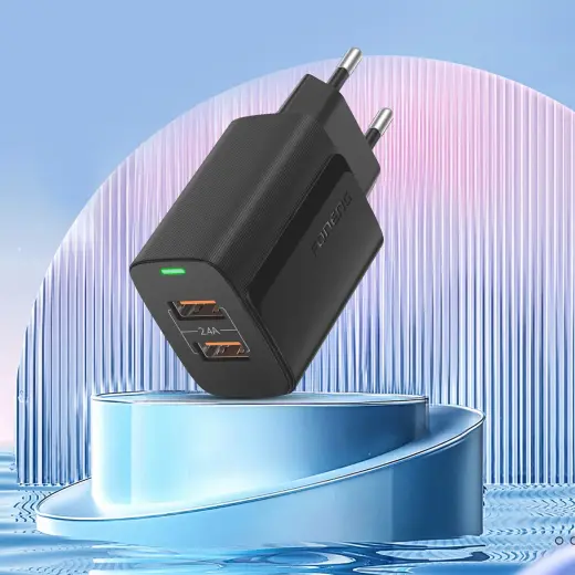 Foneng Wall charger EU63 - 2xUSB - 12W with USB to Type C cable black Foto 2