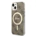 Zestaw Guess GUBPP14SH4EACSW Case+  Charger iPhone 14 | 15 | 13 6,1" brązowy|brown hard case 4G Print MagSafe Фото num
