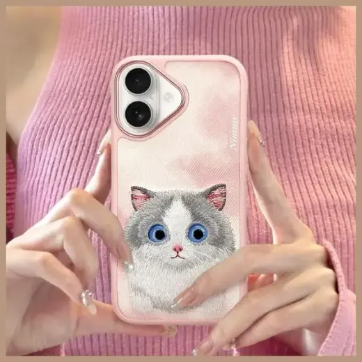 Nimmy Big Eyed Pet 2.0 Cat phone case for iPhone 16 pink Photo