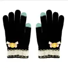 Gloves for touch screens BLACK WITH FLOWER Photo