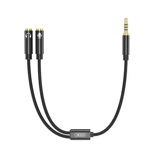 XO audio cable 2in1 NB-R197 3.5mm jack - socket 3.5mm jack | microphone 0,23 m black Foto 2