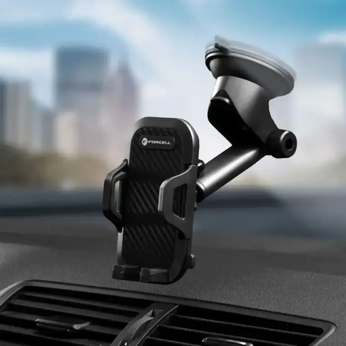 Car phone holder Forcell F-Grip Carbon Bracket mounting arm windshield / dashboard black Photo