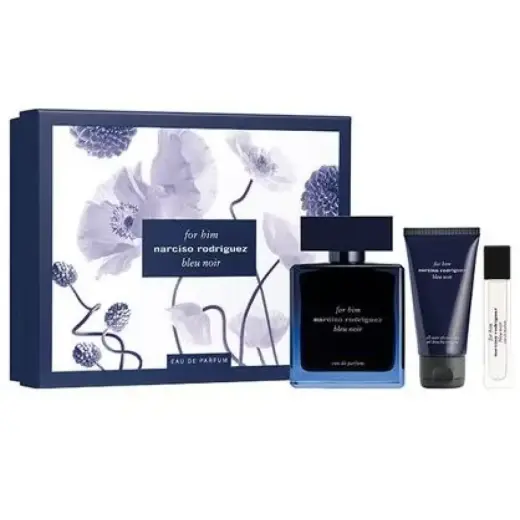 Set Narciso Rodriguez: Bleu Noir, Eau De Parfum, For Men, 100 ml + Bleu Noir, Eau De Parfum, For Men, 10 ml + Bleu Noir, Cleansing, Shower Gel, All Over The Body, For All Skin Types, 50 ml
