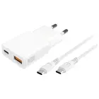 Wall Charger 4smarts PDPlug Slim Duos 20W GaN USB-C+USB-A + USB-C cable 1.5m white Foto 1