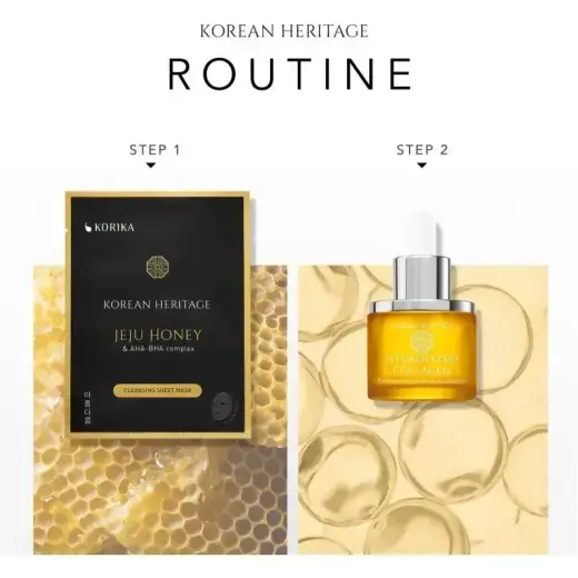 KORIKA Korean Heritage Cleansing Effect Sheet Mask Jeju Honey & AHA - BHA Complex 25g Фото num