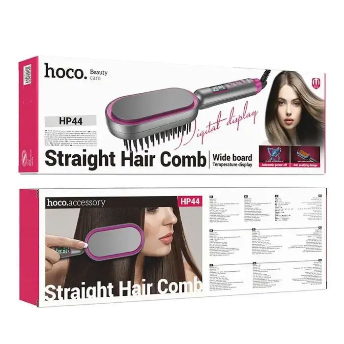 Hair straightener Hoco with comb and digital display HP44 rose red Foto 8