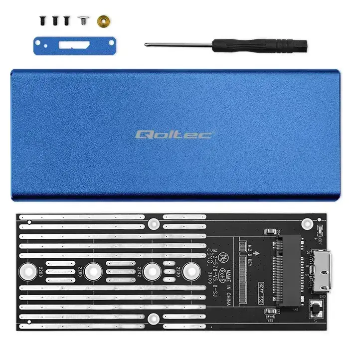 Qoltec Aluminium Enclosure | M.2 SSD drive | SATA | NGFF| USB 3.0 | Super speed 5Gb/s | 2TB | Blue Foto 18