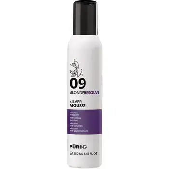 Puring 09 BlondeResolve Silver Mousse - Bezoplachová neutralizační pěna pro blond, šedé a odbarvené vlasy 250ml