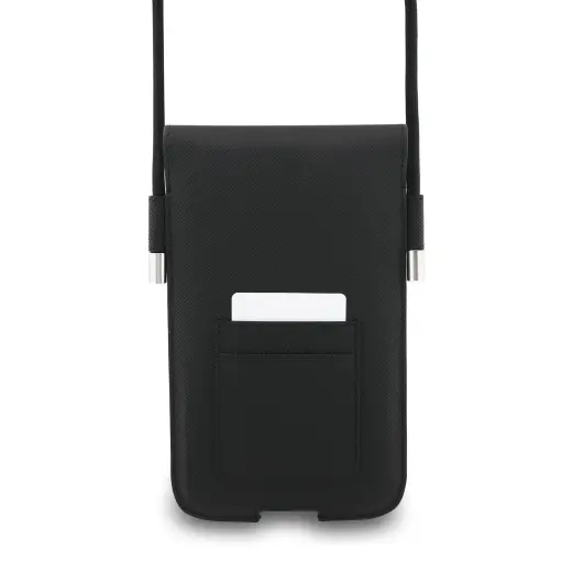 Lacoste PVC Iconic Petit Pique Metal Logo Phone Pouch XL Black