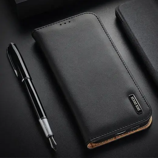 Dux Ducis Hivo Leather Flip Cover Genuine Leather Wallet For Cards And Documents Samsung Galaxy S22 + (S22 Plus) Black Photo