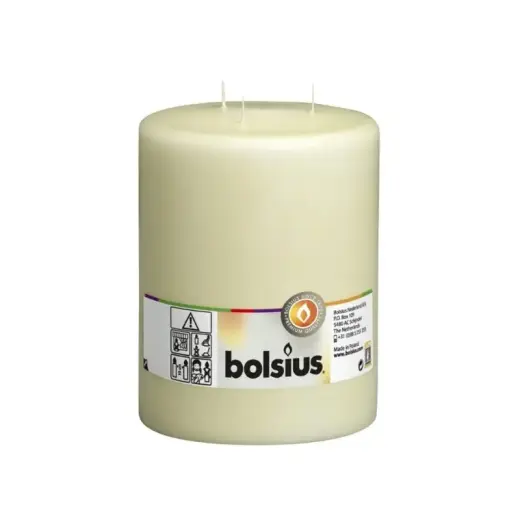 Svece cilindrs ar 3 degļiem Mamoth Ø200x150mm bēša