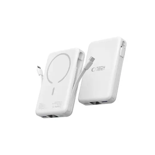 Tech-Protect LifeMag PB31 внешний аккумулятор (powerbank) | 10000 mAh | 15W | USB-C, USB-A, Lightning, MagSafe | белый Фото num