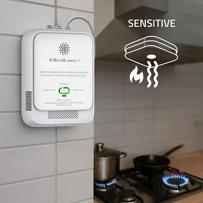 Qoltec Certified Propane-Butane Gas Leak Sensor | LPG detector | 85dB alarm | LED Foto 5