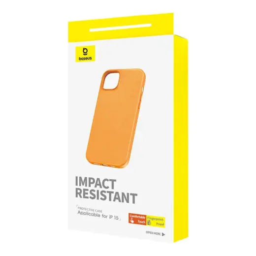 Чехол для телефона iPhone 15 Baseus Fauxther Series (оранжевый) Фото num