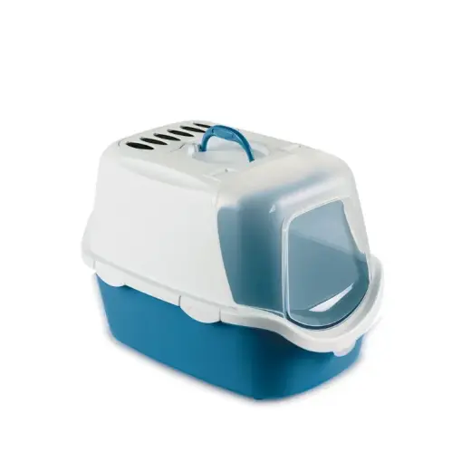 Kaķu tualete slēgtā Cathy Easy Clean 56x40x40cm balta|zila Foto 1