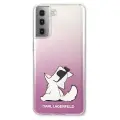 KLHCS21MCFNRCPI Karl Lagerfeld PC|TPU Choupette Eats Cover for Samsung Galaxy S21+ Gradient Pink Фото num