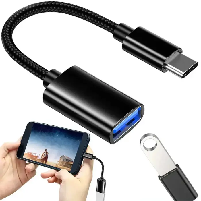 Fusion adapteris USB-C uz USB-A 3.0 OTG savienojums melns (OEM) Foto 2