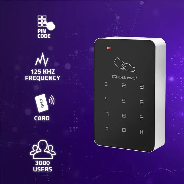 Qoltec code lock FEBE with RFID reader | Code | Card | key fob | EM Foto 2