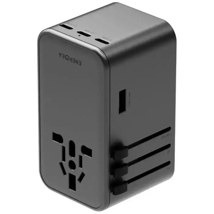 ENERGEA TravelWorld tīkla lādētājs | 160W | PD, GaN | USB-C, USB-A | pelēks