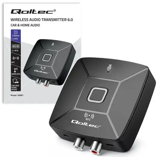Qoltec Wireless Audio HiFi Home&Car Transmitter Receiver | Bluetooth 6.0 | NFC | 2 x RCA | 1 x 3.5mm MiniJack | Microphone Foto 14