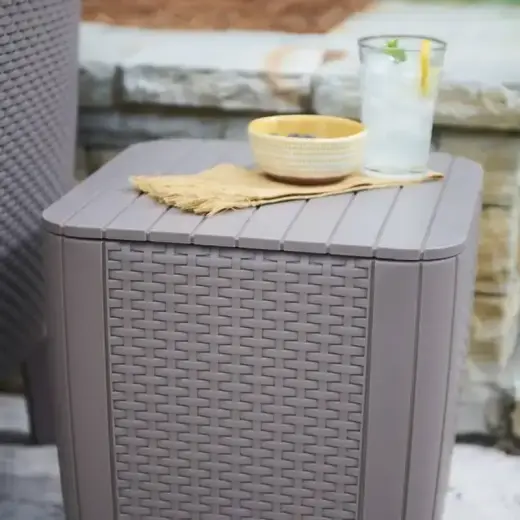 Dārza galdiņš/uzglabāšanas kaste Luzon Flat Wicker bēšs Foto 2