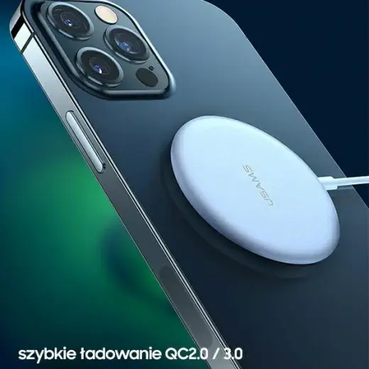 Беспроводное зарядное устройство Usams CD160 W2 MagSafe для телефонов Apple 15W | 3A серебряное Фото num