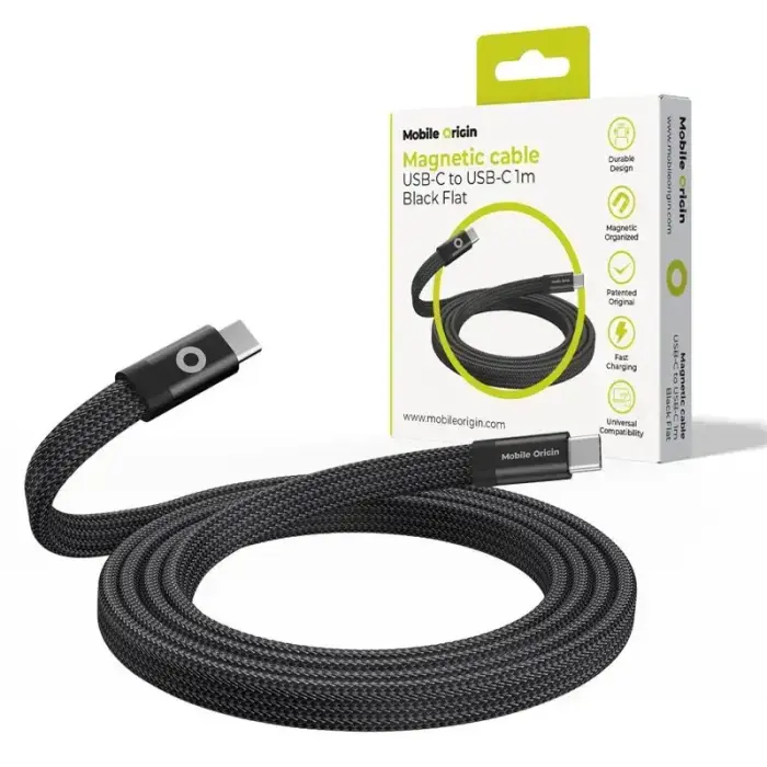 Mobile Origin Magnetic Flat Patented Original Cable USB-C to USB-C 1m, black