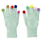 Gloves for touch screens with pom poms LIGHT BLUE Photo