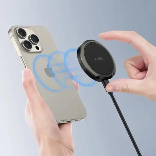 Tech-Protect QI15W-A33 inductive charger with MagSafe and stand with USB-A | USB-C cable - black Фото num